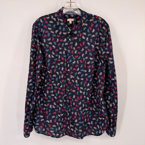 Talbots womens Button-Up Long Sleeve Shirt Bicycle Print 100% Cotton size XL - Picture 6 of 12